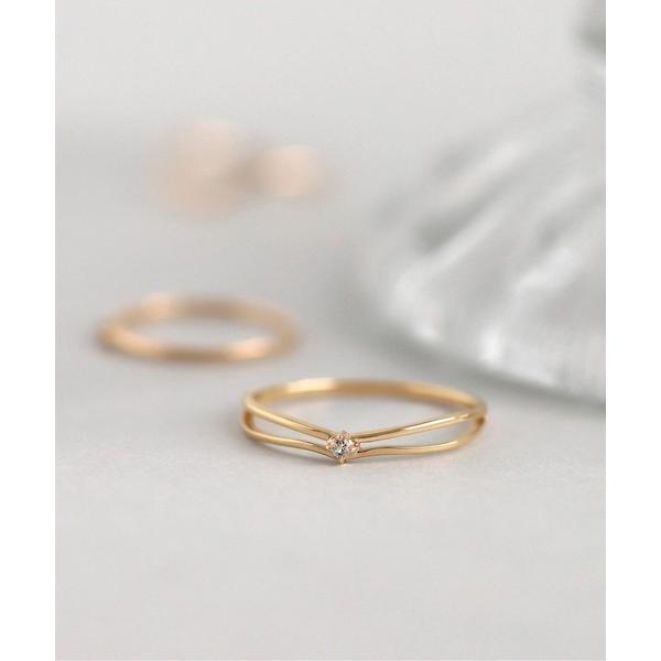 指輪 リング 「ギフトボックス付」一粒天然石のダブルライン風リング「K10」 レディース