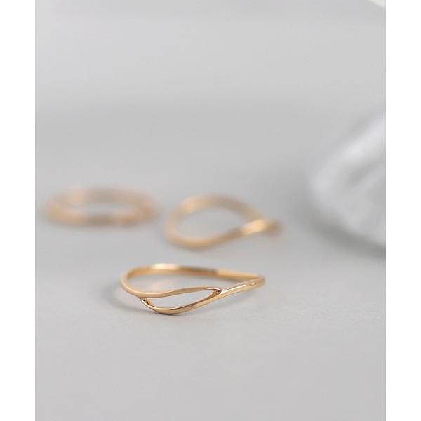 指輪 リング 「ギフトボックス付」ダブルウェーブラインリング「K10」 レディース