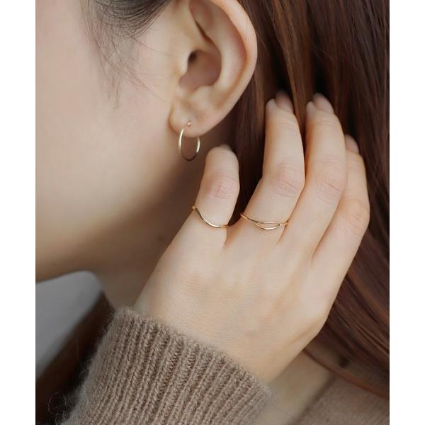 指輪 リング 「ギフトボックス付」ウェーブラインピンキーリング「K10」 レディース