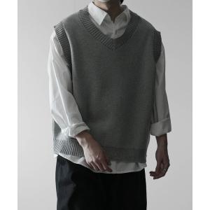 ベスト メンズ 「RUUBON」７G melange knit vest /７G メランジ ニットベスト