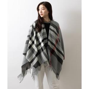 マフラー ストール 2WAYケープポンチョ フラースチェック レディース
