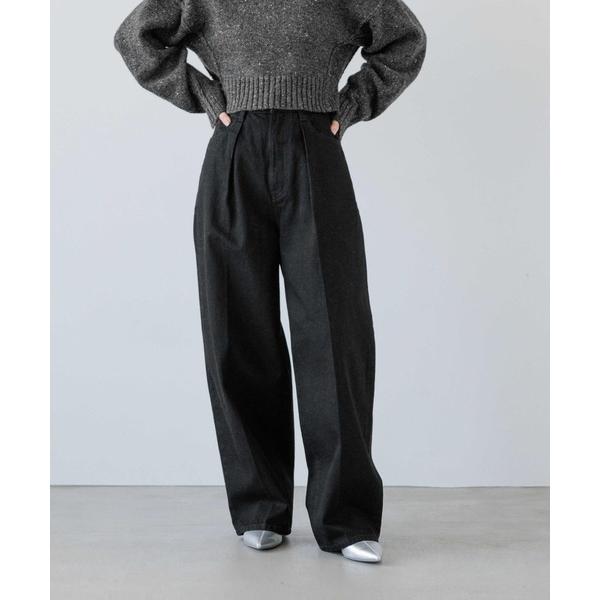 ワイドパンツ ジーンズ デニム デニムパンツ タックデニムパンツ　183186 レディース