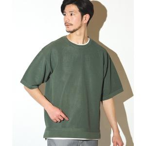ニット メッシュニット 5分袖 レイヤードTシャツ