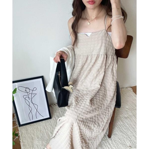 ワンピース ぽこぽこエンボス素材キャミワンピース