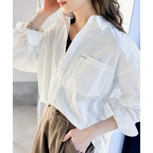 シャツ ブラウス メンズ 「JaVaジャバ コラボ」1枚でマルチウェイ。コットン100％胸刺繍ストライプBIGシルエットシャツ