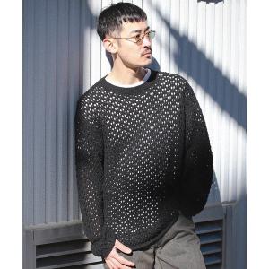 ニット OVERSIZE LINEN MESH KNIT/オーバーサイズリネンメッシュニット