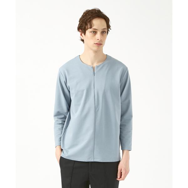 tシャツ スリットネック八分袖プルオーバー Tシャツ メンズ