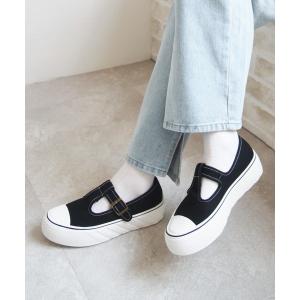 スニーカー 厚底ローカットＴストラップスニーカー レディース