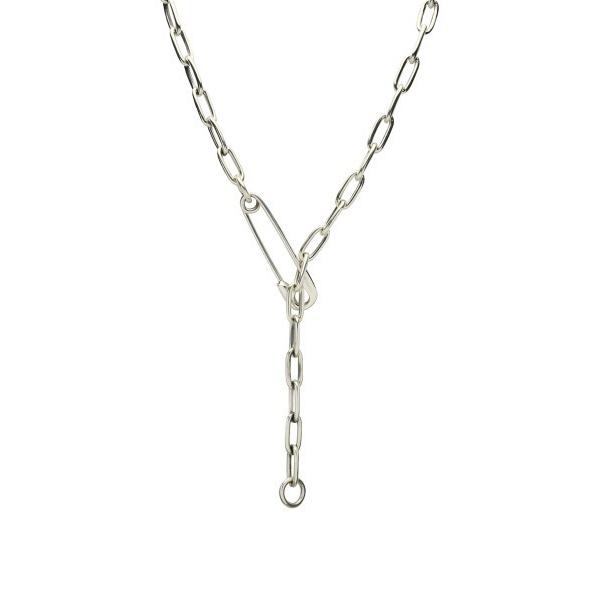 ネックレス 安全ピン 長アズキ チェーン ダイヤモンド ネックレス M シルバー925 メンズ レデ...