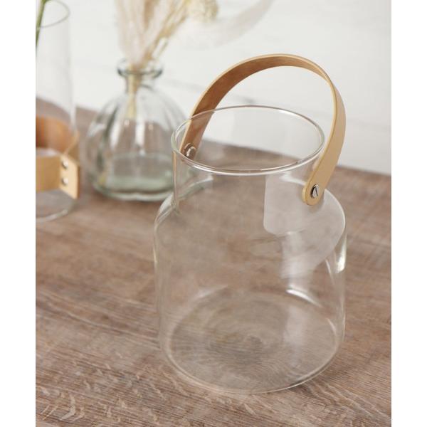 花瓶 レディース 合皮×ガラスフラワーベース L