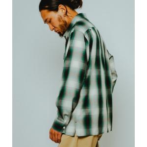 シャツ BIG MIKE ビックマイク/ 26春夏新作 セットアップ対応 長袖 レーヨンミックス オンブレチェックシャツ 脇スリットタイプ ////