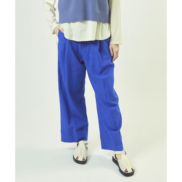 スラックス パンツ R4046 レーヨンリネンストレートパンツ レディース