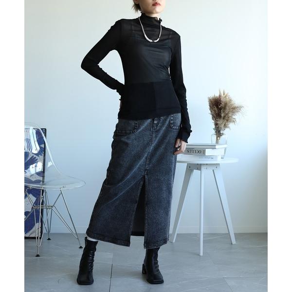 デニムスカート 「aimoha」オリジナル  ストレットデニムハイウエストロングスカート(タイトスカ...