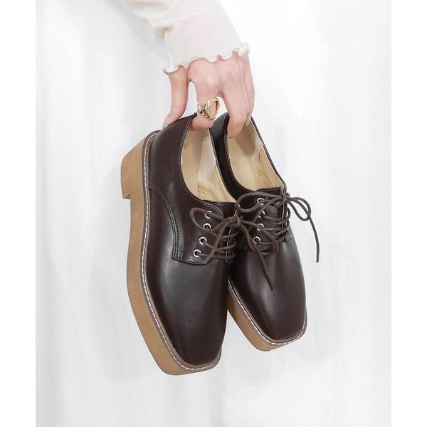 ローファー スクエアトゥ厚底オックスフォードシューズ レディース