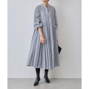 ワンピース 「ビアズリー」先染めギャザーワンピース レディース