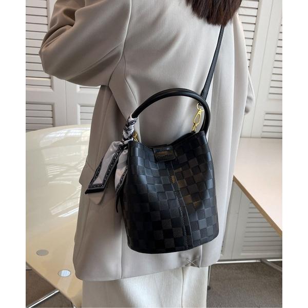 ショルダーバッグ バッグ 2wayギンガムチェックバケットショルダーバッグ/ハンドバッグ レディース