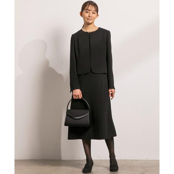 セットアップ 「洗える」「喪服」ノーカラージャケット＆ボウタイ風セミフレアワンピース /レディース/...