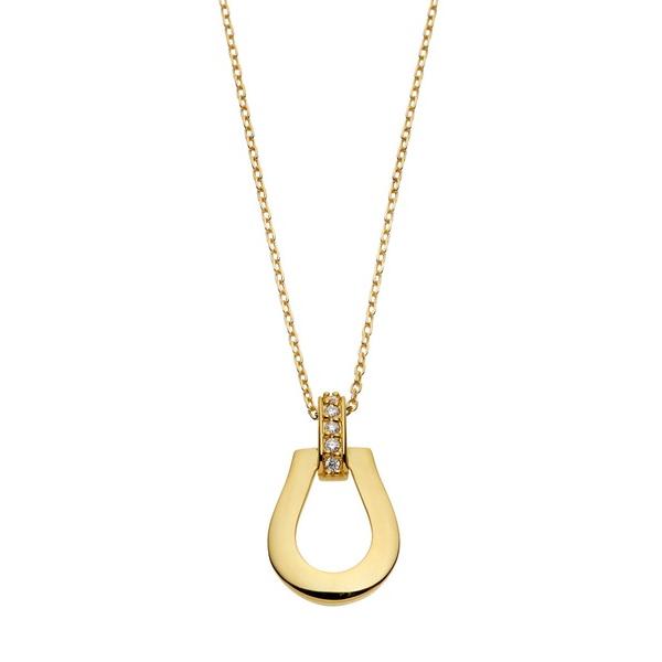 ネックレス K18YG ホースシュー ダイヤモンド ネックレス レディース
