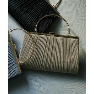 クラッチバッグ パーティーバッグ ラメプリーツがま口パーティーハンドバッグ レディース