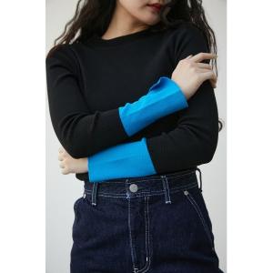 ニット セーター COLOR CUFF BLOCK KNIT TOPS/カラーカフブロックニットトップス レディース