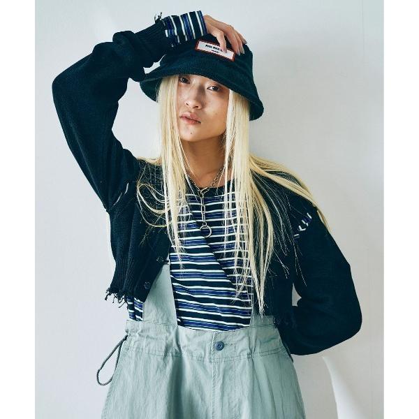 カーディガン K2623 クロップドダメージカーディガン レディース