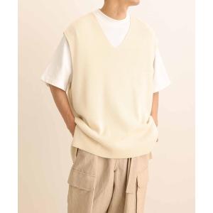 ベスト 片畦 Vネック オーバー ニット ベスト