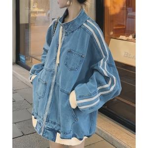 ジャケット Gジャン 袖ライン入りオーバーサイズデニムブルゾン