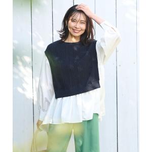ニット 「洗濯機可・前後差あり」レイヤードブラウスニット