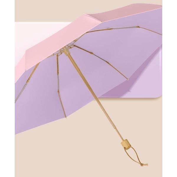 折りたたみ傘 「晴雨兼用」UVカット ミニ 木製持ち手 マカロンカラー折り畳み傘 レディース