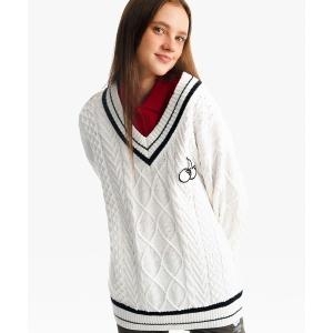 ニット セーター KIRSH MIDDLE CHERRY TWIST V-NECK KNIT/キルシーミドルチェリーツイストVネックニット レディース