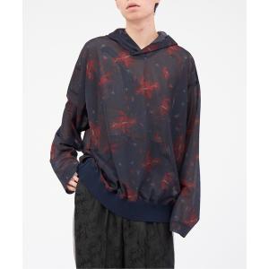 メンズ パーカー TOGA VIRILIS Sheer jersey print hoodie｜zozo