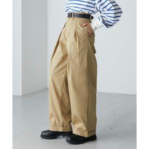 パンツ チノパン ハイウエストツータックワイドテーパードチノパンツ/920N