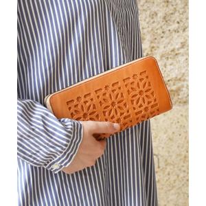 財布 カットワーク ラウンド長財布 レディース メンズ