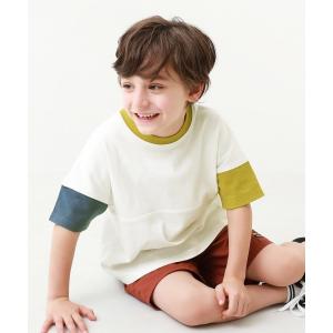 tシャツ 綿100％ 型崩れしにくい 無地＆切替 オーバーサイズ 半袖Tシャツ キッズ 子供服 男の子 女の子