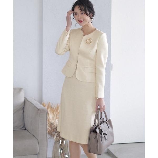 スカートスーツ セレモニースーツノーカラージャケットセレモニースーツ入学式＆ツイードラメフォーマル ...