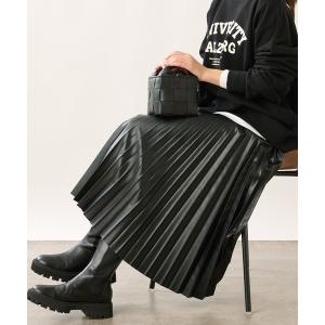 スカート エコレザーアコーディオンプリーツスカート