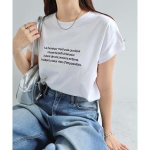 tシャツ Tシャツ ロゴ刺繍フレンチスリーブTシャツ