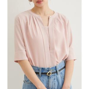 シャツ ブラウス 2WAYフロントタック5分袖ブラウス