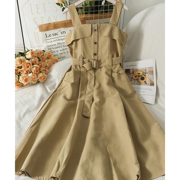 ワンピース タック入れ　フレアキャミワンピース