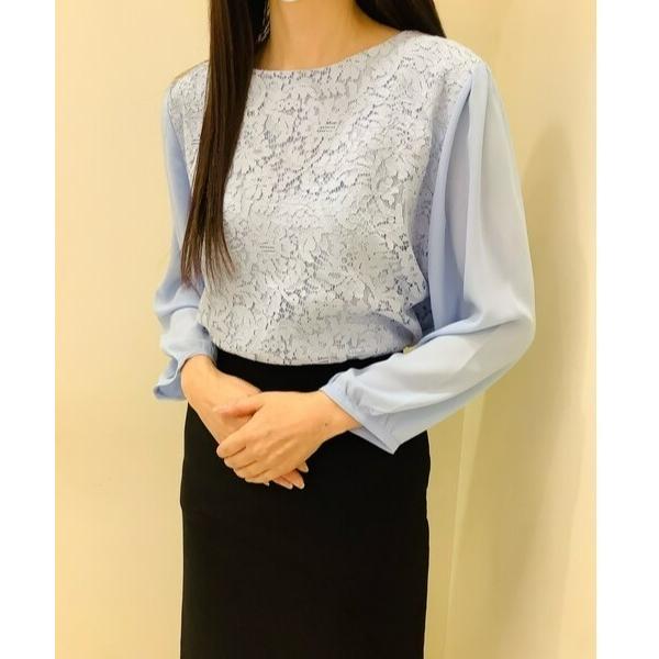 ブラウス シャツ 前身レース 七分袖ブラウス レディース