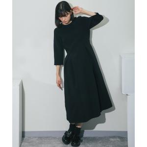 スーツ レディース 七分袖ロング丈シンプルフレアワンピース