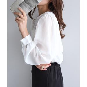 ブラウス シャツ シアークレープボリュームスリーブブラウス レディース