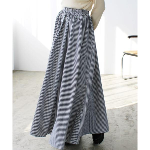 スカート ギンガムチェックフレアスカート