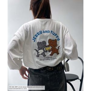 tシャツ アクリルキーホルダー付き トムとジェリー 刺繍ロンＴ 「TOM and JERRY/トムとジェリー」 レディース メンズ