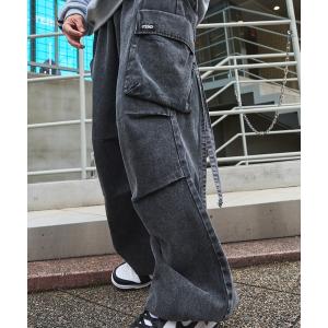 ジョニーウルフ カーゴパンツ セール】DEWEY シャーリング ワイド デニムカーゴパンツ（デニム