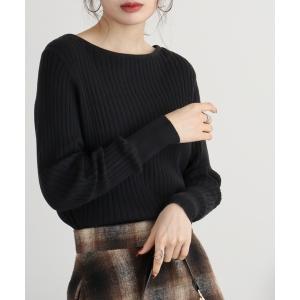 ニット セーター atONE リブニットボートネックセーター レディース
