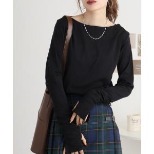 tシャツ atONE ボートネック指空き長袖Tシャツ レディース
