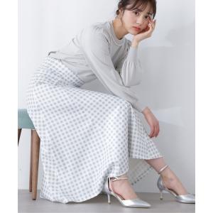 スカート チェックミックスフラップフレアスカート