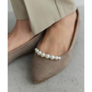 パンプス ラインパールフラットシューズ