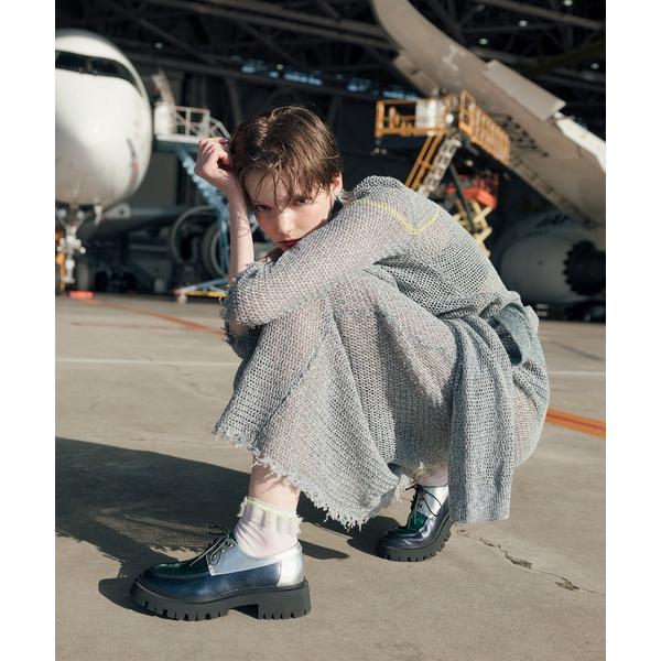 ローファー レイン対応 ボリュームソールレースアップシューズ レディース